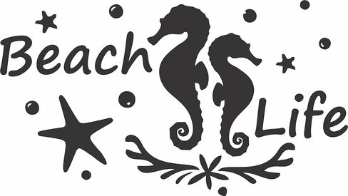 Beach Life Ocean Sea Horse Star Fish Bubbles - ملصق نافذة من الفينيل مقطوع بالقالب للسيارة/الشاحنة (أبيض) in Kuwait