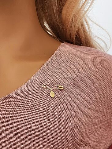 Baby Safety Pin with Virgin Mary Charm14k Yellow Gold/Christening/Baptism/Baby Shower/NOT Gold Filled NOT Gold Plated in Saudi Arabia