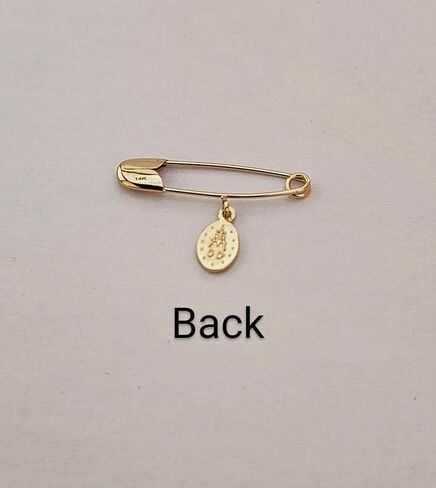 Baby Safety Pin with Virgin Mary Charm14k Yellow Gold/Christening/Baptism/Baby Shower/NOT Gold Filled NOT Gold Plated in Saudi Arabia
