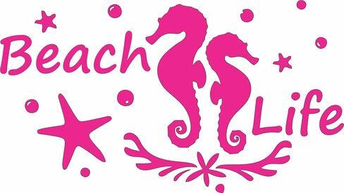 Beach Life Ocean Sea Horse Star Fish Bubbles - ملصق نافذة من الفينيل مقطوع بالقالب للسيارة/الشاحنة (أبيض) in Kuwait
