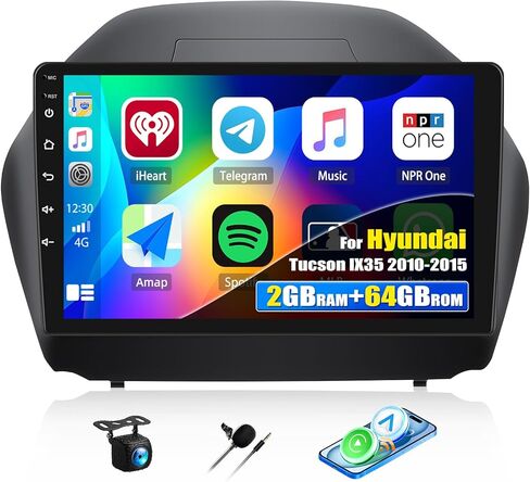 SIXTOP [8-Core 2+64G] Android Car Stereo for Hyundai Tucson IX35 2010-2015 with Carplay Android Auto 59 Theme 10.1 inch Touch Screen Bluetooth 5.0 FM/RDS Network Radio DSP 32EQ AI Voice GPS in Kuwait