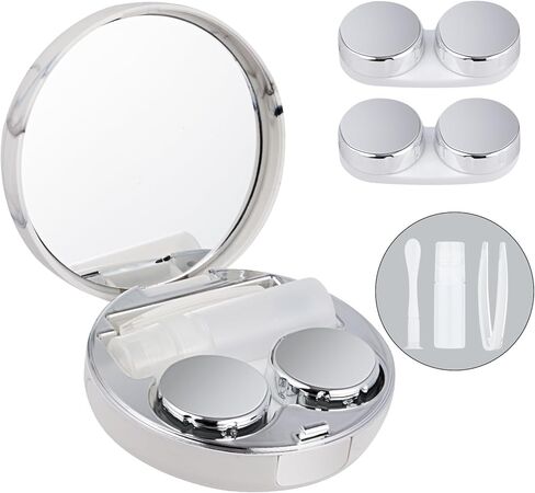 1 PACK Contact Lens Case Kit, Attached 2Pcs contact lens cases can be replaced, Daily Outdoor Use (Rose Gold) in Saudi Arabia