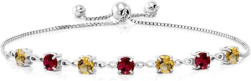Gem Stone King Customized and Personalized 7 Gemstone Birthstone Tennis Bracelet For Women | 925 Sterling Silver | Adjustable Bolo Bracelet For Women | Easy-On Easy-Off in Saudi Arabia