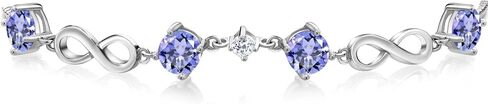 Gem Stone King Keren Hanan 925 Sterling Silver Round Blue Tanzanite and White Topaz Infinity Tennis Bracelet For Women (1.93 Cttw, Gemstone Birthstone, Fully Adjustable Up to 9 Inch) in Saudi Arabia