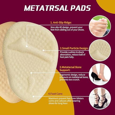 2 Pack Ball of Foot Cushions for Women High Heel Metatarsal Pads Women, All Day Comfort High Heel Pain Relief, Foot Pads for Balls of Feet, One Size Fits All,Beige in Saudi Arabia