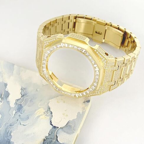 GA2100 Watch Case Band Parts,Full Square Diamond Bezel Steel Metal Case Modifiy Mod Modified Mods Ice Ring Replacement Kit Compatible With Casioak G-shock Ga-2100/Ga-2110/GA-B2100 in Saudi Arabia