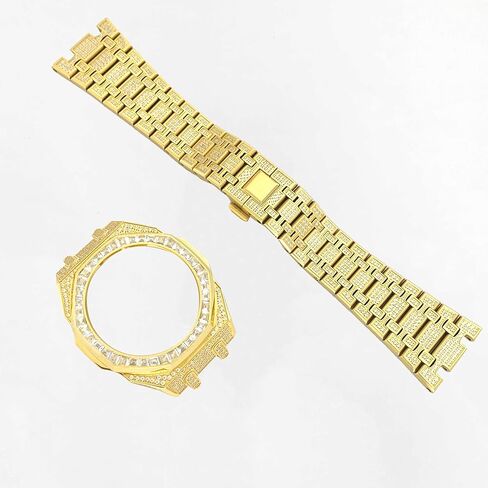 GA2100 Watch Case Band Parts,Full Square Diamond Bezel Steel Metal Case Modifiy Mod Modified Mods Ice Ring Replacement Kit Compatible With Casioak G-shock Ga-2100/Ga-2110/GA-B2100 in Saudi Arabia