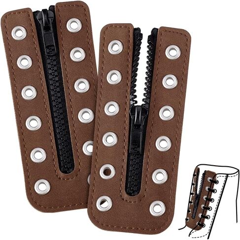 PH PandaHall 2pcs Leather Boot Zipper Inserts, Tieless Shoe Laces Eyelets Zipper 6 Holes for DIY Men Women Sneakers Laces in Saudi Arabia