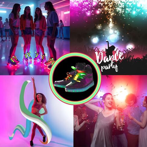 USemporium 3 Pairs Light Up Shoe Laces, Roller Skate Laces, Shoelaces for Sneakers, Glow in the Dark 7 Color Shoe Laces for Party, Rave, Dance, New Year's Eve Party Supplies, Christmas Gifts in Saudi Arabia