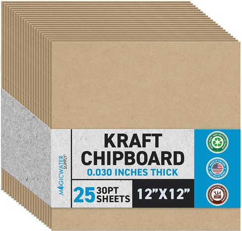MagicWater Chipboard Sheet - 12x12 inch - 30 pt - 0.030" Thick - 50 Pack in Saudi Arabia