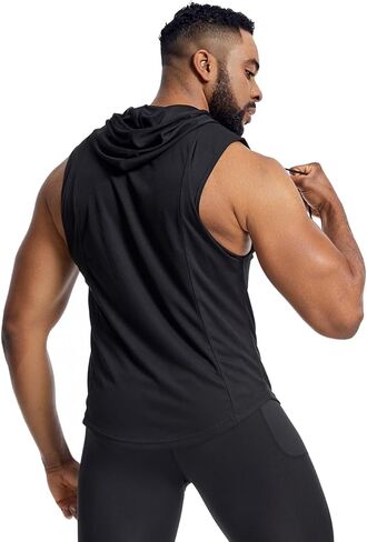Men's Sleeveless Hooded Tank Top, Light Gray Quick-Dry Gym Hoodie with Drawstring, Breathable Fabric for Workout, Casual Wear in Saudi Arabia