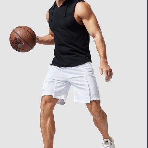 Men's Sleeveless Hooded Tank Top, Light Gray Quick-Dry Gym Hoodie with Drawstring, Breathable Fabric for Workout, Casual Wear in Saudi Arabia