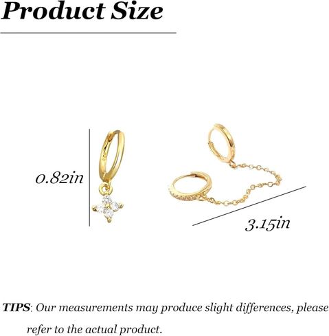 Earrings Stacks for Women Small Hoop Earrings with Gold Layered Helix Chain Secure Locking Backs for Cartilage Double Piercings Wedding Prom Dress Jewelry Accessories Christmas Gifts in Saudi Arabia