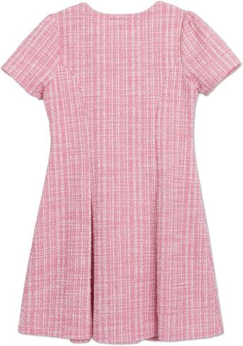 Speechless Girls Short Sleeve Boucle Knit Pleated Mini Dress with Rhinestone Accents and Headband in Saudi Arabia