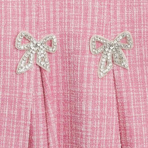 Speechless Girls Short Sleeve Boucle Knit Pleated Mini Dress with Rhinestone Accents and Headband in Saudi Arabia