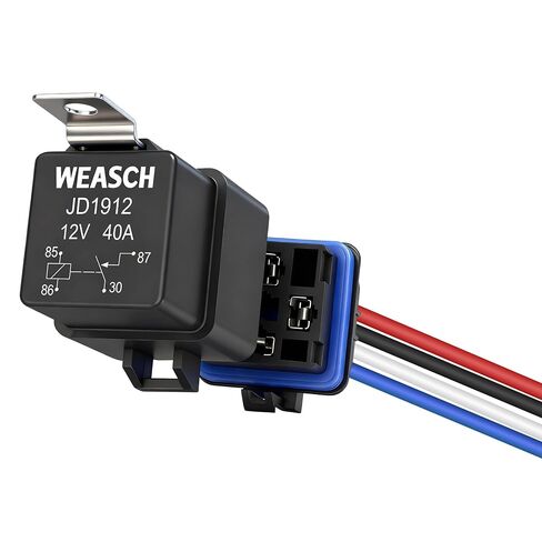 Waterproof Relay Kit, 12V 40A, 4 Pin SPST, Heavy Duty 14 AWG Tinned Copper Wires Automotive Relay and Harness Set for Automotive Car Marine Boat (1) in Kuwait