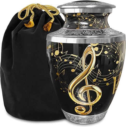 Symphony of Life – Black Cremation Urn for Adult Ashes – Memorial Tribute for Musicians and Music Lovers – Burial or Display for Human Ashes, Male or Female (Large) in Saudi Arabia