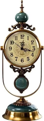 ساعة رف الموقد العتيق - ساعة زخرفية صامتة مع البندول العتيق | تعمل بالبطارية | مثالي لغرفة المعيشة/غرفة النوم/المكتب/ديكور المدفأة (6 بوصة × 15 بوصة) in Kuwait