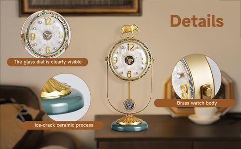 ساعة رف الموقد العتيق - ساعة زخرفية صامتة مع البندول العتيق | تعمل بالبطارية | مثالي لغرفة المعيشة/غرفة النوم/المكتب/ديكور المدفأة (6 بوصة × 15 بوصة) in Kuwait