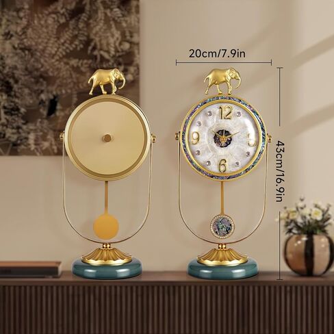 ساعة رف الموقد العتيق - ساعة زخرفية صامتة مع البندول العتيق | تعمل بالبطارية | مثالي لغرفة المعيشة/غرفة النوم/المكتب/ديكور المدفأة (6 بوصة × 15 بوصة) in Kuwait