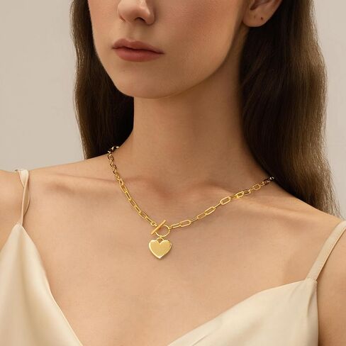 Heart Necklaces for Women, 14K Gold Plated Heart Pendant Necklaces for Women Trendy Heart Locket Chunky Gold Necklace Dainty Gold Chain Necklace Jewelry Christmas Birthday Gifts for Women Teen Girls in Saudi Arabia