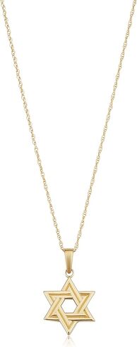 Au Naturale 14k Yellow Gold Star of David Pendant Rope Chain Necklace (18 inch) in Saudi Arabia