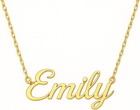 14k Solid Gold Name Necklace Personalized, Custom Script Nameplate Necklace, Dainty Custom Name Necklace For Women, Nameplate Customized Pendant, Gift for Her, 14K Solid Gold and Gold Plated Options in Kuwait