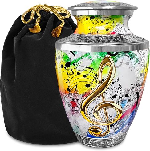 Symphony of Life – Black Cremation Urn for Adult Ashes – Memorial Tribute for Musicians and Music Lovers – Burial or Display for Human Ashes, Male or Female (Large) in Saudi Arabia