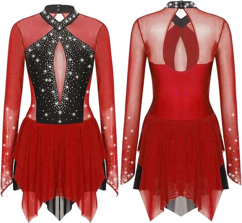 Figure Skating Dress Metallic Gymnastic Leotards Dress Rhythmic Gymnastics Figure Skating Jumpsuit Ballet Leotard in Saudi Arabia