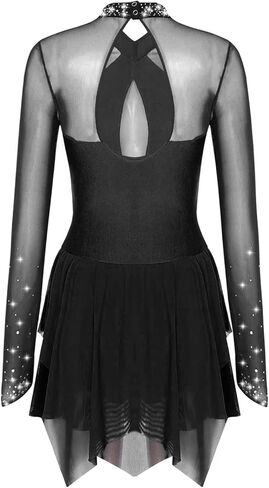 Figure Skating Dress Metallic Gymnastic Leotards Dress Rhythmic Gymnastics Figure Skating Jumpsuit Ballet Leotard in Saudi Arabia