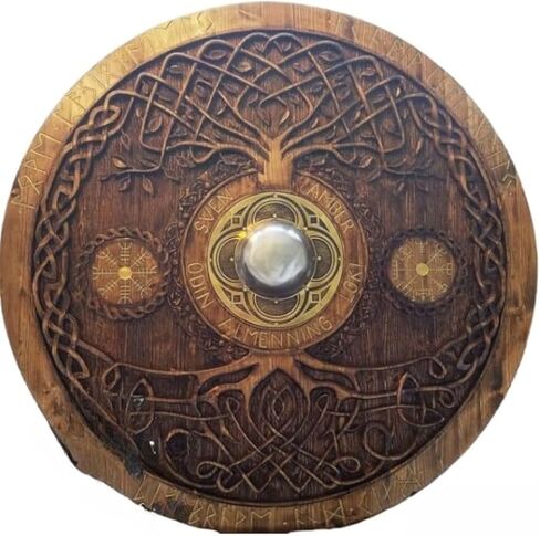 Antique avenue 24" Brown Viking Norse Celltic Shield/Wooden Shield for Adults/Viking Shield for Adults. in Saudi Arabia