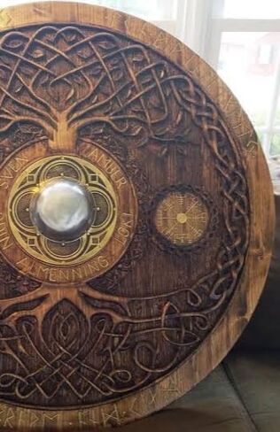 Antique avenue 24" Brown Viking Norse Celltic Shield/Wooden Shield for Adults/Viking Shield for Adults. in Saudi Arabia