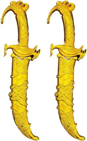 قطعتان من سكين خنجر بلاستيكي مزيف مع مشبك للارتداء فوق السراويل وسيف القرصان لإكسسوارات زي القرصان وسكين الدعامة مع سكين لعبة غمد وسيف بلاستيكي (برونزي) in Kuwait