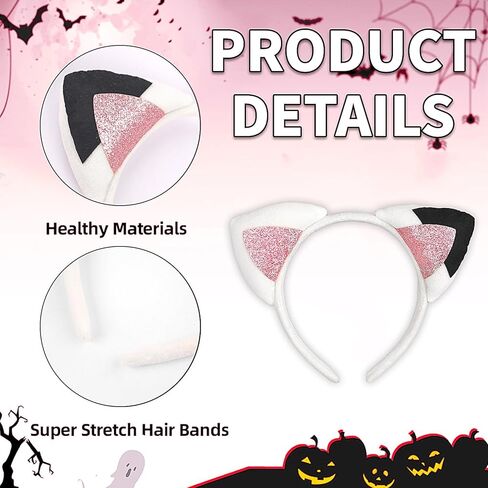 Cat Ears Headband Glitter Hair Band Cute Animal Hair Accessories for Women Girls Halloween Party Headwear in Saudi Arabia