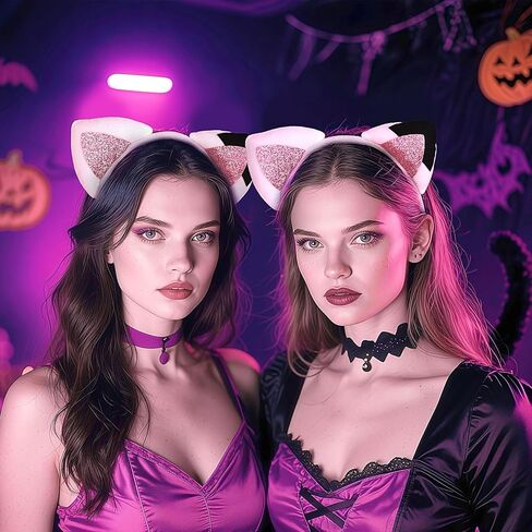 Cat Ears Headband Glitter Hair Band Cute Animal Hair Accessories for Women Girls Halloween Party Headwear in Saudi Arabia