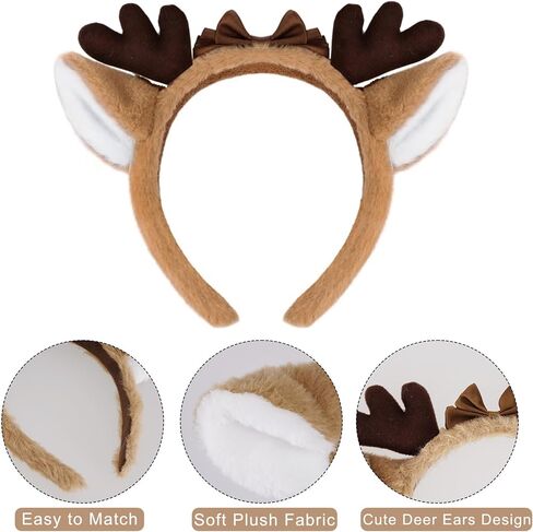 Christmas Reindeer Headband with Red Nose Deer Ears Headband for Women Christmas Accessories Cosplay in Saudi Arabia