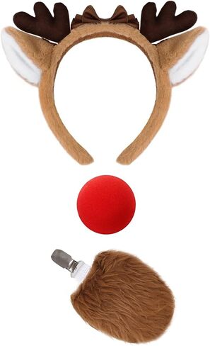 Christmas Reindeer Headband with Red Nose Deer Ears Headband for Women Christmas Accessories Cosplay in Saudi Arabia