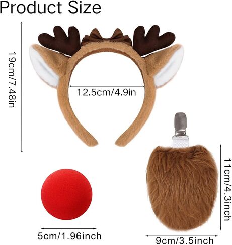 Christmas Reindeer Headband with Red Nose Deer Ears Headband for Women Christmas Accessories Cosplay in Saudi Arabia