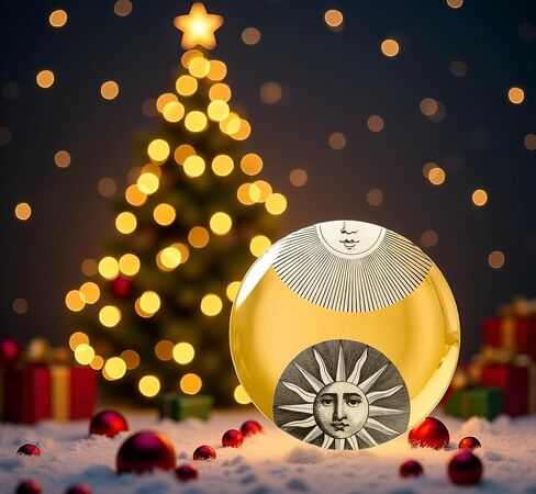 لوحة زخرفية من AlphaDesignLuxe مقاس 8 بوصات على شكل عظمة صينية مع ملصق ذهبي عيار 24 قيراطًا - لوحة فنية حديثة للحائط/الحامل، الشمس والقمر in Kuwait