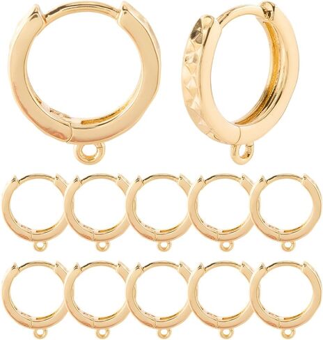 SUNNYCLUE 20pcs Real 18k Gold Plated Huggie Hoop Findings Huggie Hoop Earring Findings Brass Round French Earring Wires Hoops with Loops Bulk for Jewelry Making Women Adults Supplies Findings Crafts in Saudi Arabia