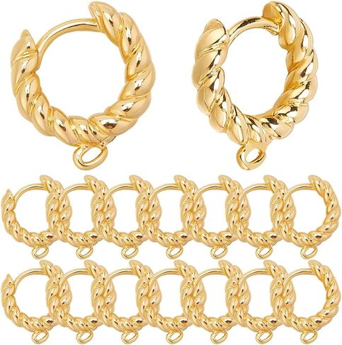 SUNNYCLUE 20pcs Real 18k Gold Plated Huggie Hoop Findings Huggie Hoop Earring Findings Brass Round French Earring Wires Hoops with Loops Bulk for Jewelry Making Women Adults Supplies Findings Crafts in Saudi Arabia