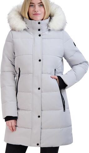 Nautica womens Heavyweight Puffer Jacket-faux Fur-lined Hood Wind Water-resistant Winter Coat in Saudi Arabia