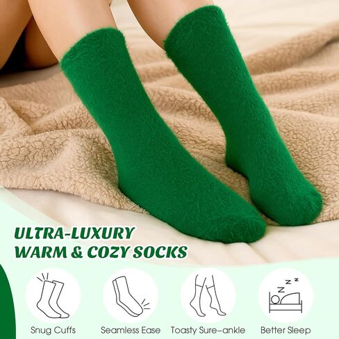 Geyoga 24 Pairs Women Fuzzy Socks Mink Velvet Fluffy Slipper No-Shedding Socks Soft Sleeping Winter Sock Women Gift in Saudi Arabia