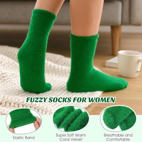Geyoga 24 Pairs Women Fuzzy Socks Mink Velvet Fluffy Slipper No-Shedding Socks Soft Sleeping Winter Sock Women Gift in Saudi Arabia