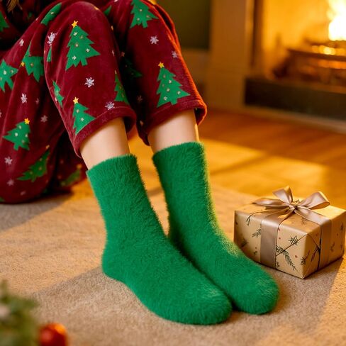 Geyoga 24 Pairs Women Fuzzy Socks Mink Velvet Fluffy Slipper No-Shedding Socks Soft Sleeping Winter Sock Women Gift in Saudi Arabia