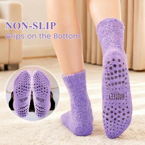 جوارب Fuzzy Grip للنساء، جورب شبشب رقيق، هدايا دافئة ومريحة للنساء، جوارب نسائية مريحة للنوم غير قابلة للانزلاق in Kuwait