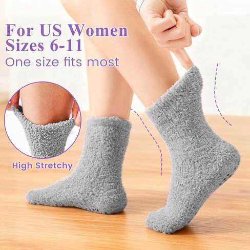 جوارب Fuzzy Grip للنساء، جورب شبشب رقيق، هدايا دافئة ومريحة للنساء، جوارب نسائية مريحة للنوم غير قابلة للانزلاق in Kuwait