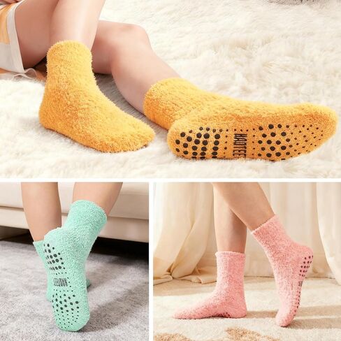 جوارب Fuzzy Grip للنساء، جورب شبشب رقيق، هدايا دافئة ومريحة للنساء، جوارب نسائية مريحة للنوم غير قابلة للانزلاق in Kuwait