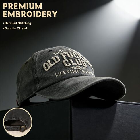 Old Fuckers Club – قبعة بيسبول كلاسيكية، قبعة بيسبول مطرزة ممتازة وقابلة للتعديل، قبعة بيسبول مضحكة بنمط قديم للرجال والنساء باللون الأسود in Kuwait
