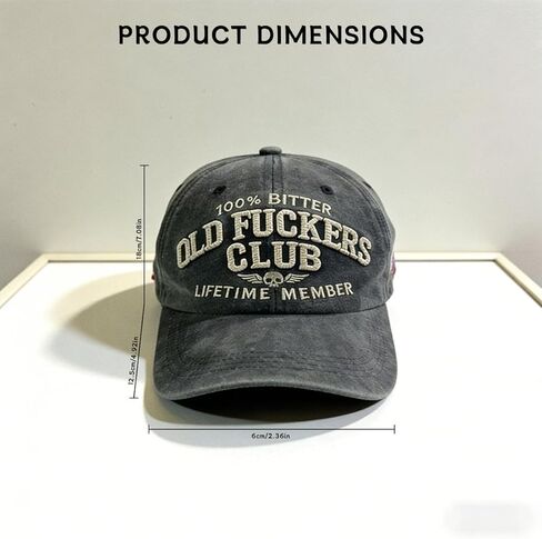 Old Fuckers Club – قبعة بيسبول كلاسيكية، قبعة بيسبول مطرزة ممتازة وقابلة للتعديل، قبعة بيسبول مضحكة بنمط قديم للرجال والنساء باللون الأسود in Kuwait